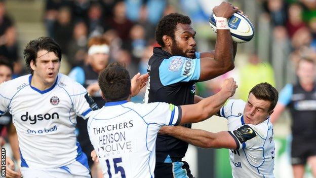 Glasgow Warriors' Leone Nakararw was a forceful presence at a sold out Scotstoun