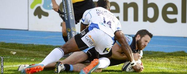 Tommy Seymour was injured when scoring Glasgow's third try