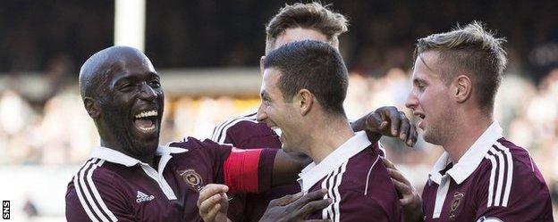 Hearts players celebrating