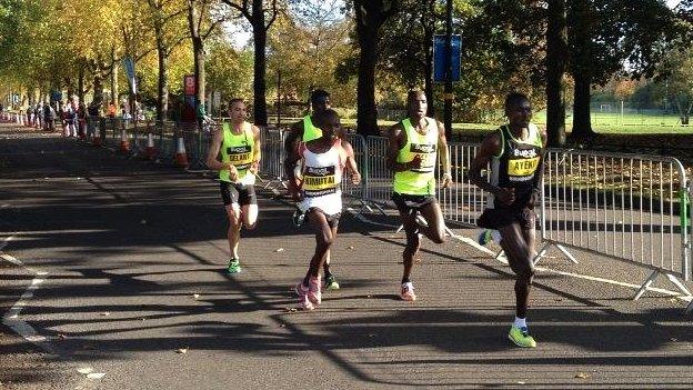 Elite runners leading the Great Birmingham Run