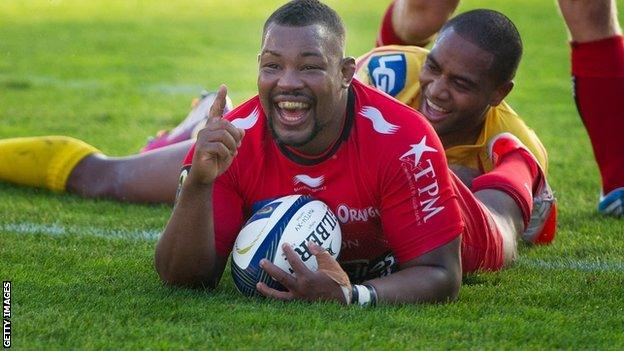 Steffon Armitage celebrates his try