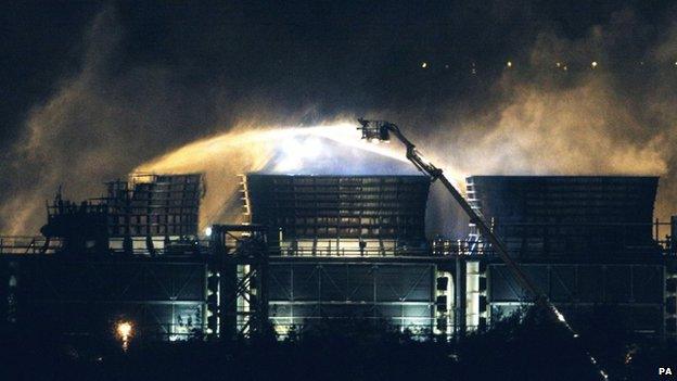 Didcot B Power Station on fire