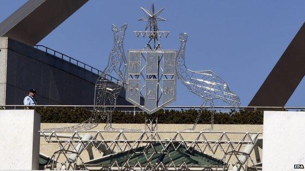 Security guard on top of Parliament House in Canberra (file image)