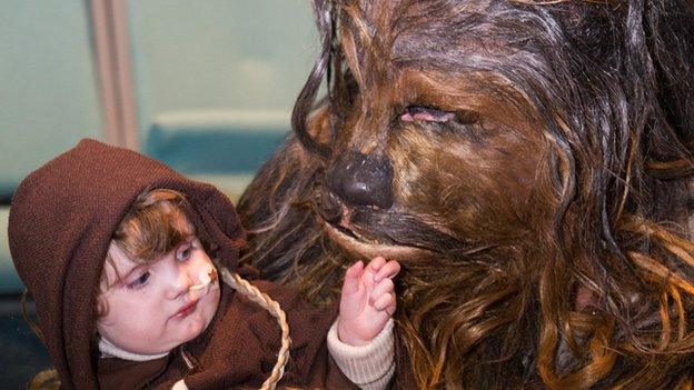 Alexander, 2, meets Chewbacca