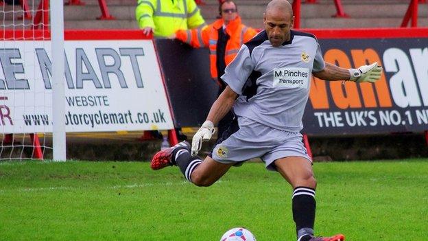 Stand-in Worcester City keeper Wayne Thomas