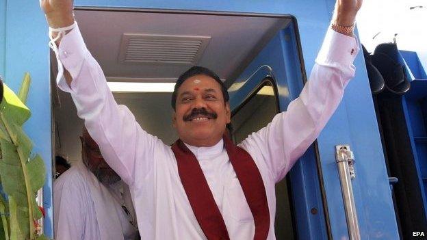 Sri Lankan President Mahinda Rajapaksa in Jaffna, Sri Lanka, 13 October 2014