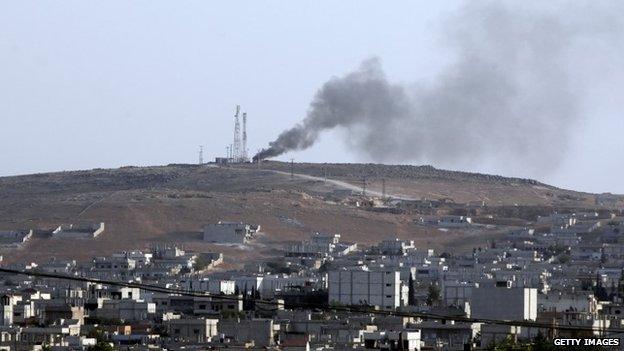 Air strike in Kobane, 7 October 2014