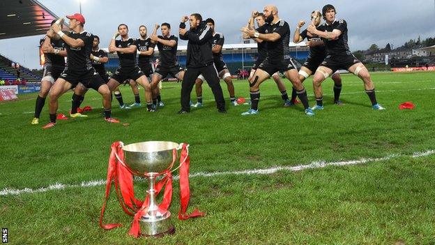 New Zealand celebrated winning the Glasgow Sevens with a Haka