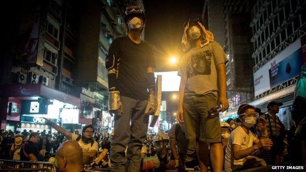 Protesters in Hong Kong