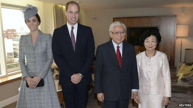 The duke and duchess of Cambridge with the president of Singapore and his wife.