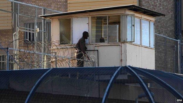 Prison officials at Kgosi Mampuru Correctional Facility in South Africa on 21 October 2014.