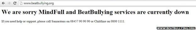 Webpage of BeatBullying