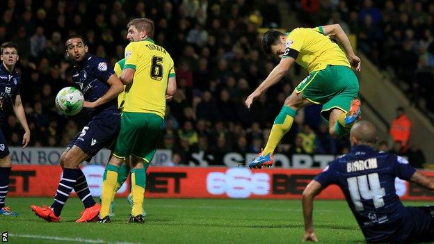 Russell Martin heads Norwich into the lead