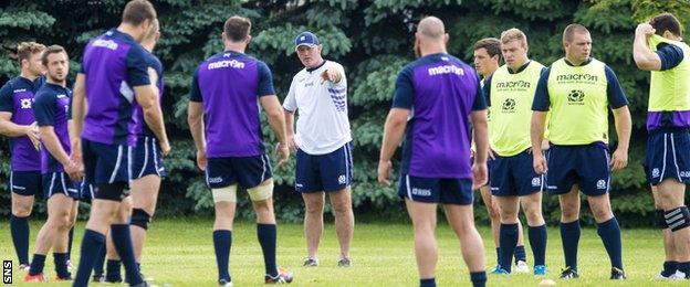 Vern Cotter and the Scotland squad train in Toronto in the summer