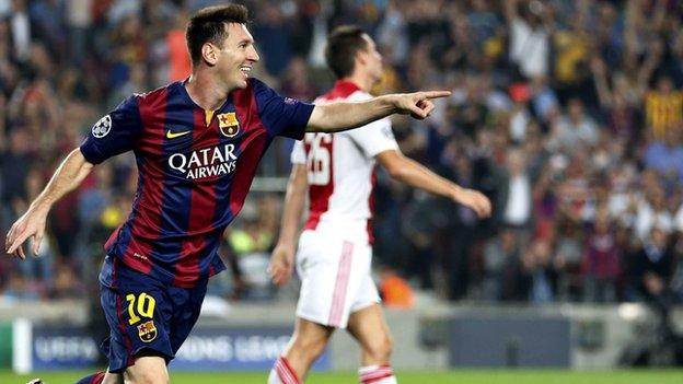 Barcelona's Lionel Messi scored his ninth goal of the season