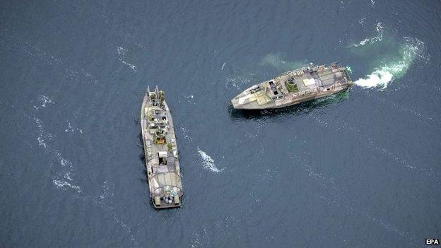 Two Swedish fast-attack vessels in the Stockholm archipelago