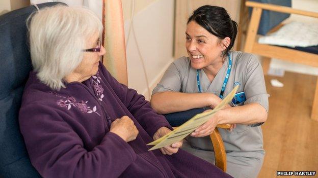 Nurse with older patient