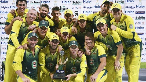 Australia with the one-day series trophy