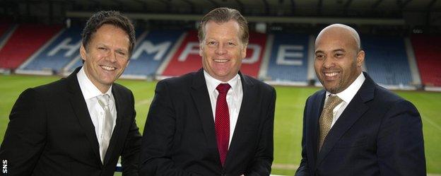 Mark Wotte with former SFA youth coaches Scott Booth (left) and Dean Gore (right)