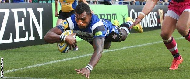 Semesa Rokoduguni scores against London Welsh for Bath