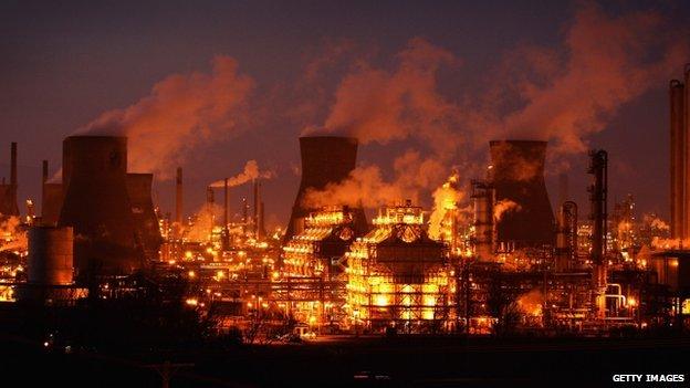 Grangemouth lit up at night