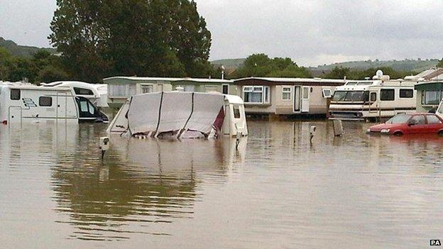Flooding in Ceredigion caravan park