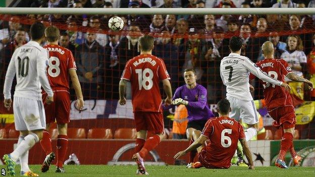 Cristiano Ronaldo scored the opener for Real Madrid at Liverpool