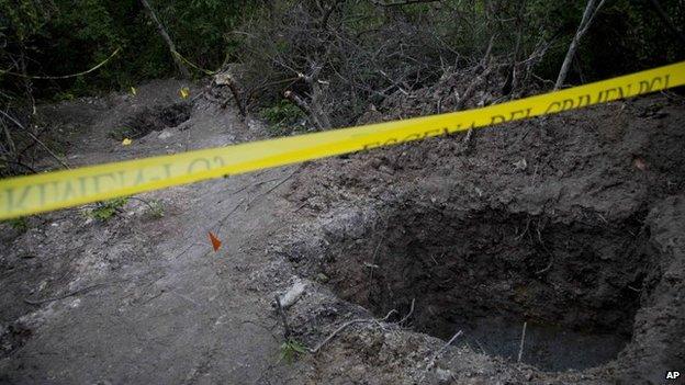 A mass graves near Iguala, Mexico on 5 October 2014