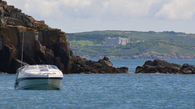 The Barclay brothers' mock gothic castle on the island of Brecqhou, near Sark