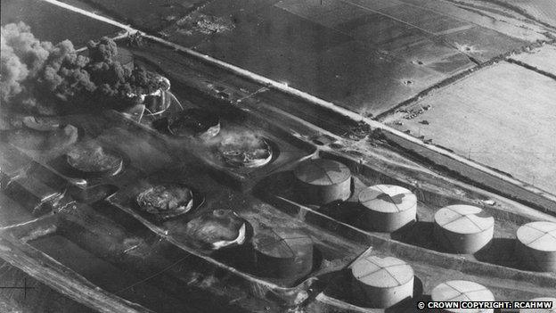 The effects of the raid on Pembroke dock oil tanks