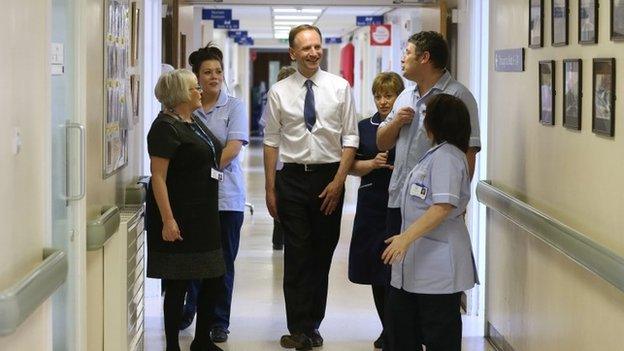 Simon Stevens visits a hospital