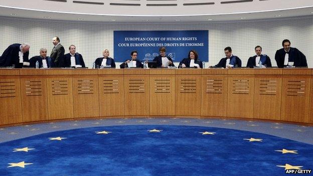 Judges of the European Court of Human Rights (ECHR) in Strasbourg, eastern France on 14 October 2014