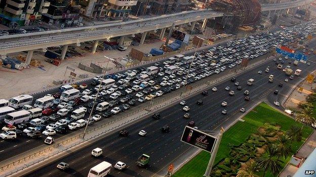 A traffic jam in Dubai