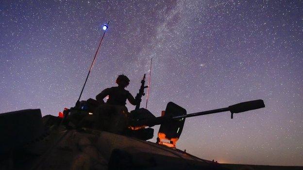 1st Battalion of the Yorkshire Regiment during a tactical night defensive task