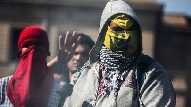 Supporters of Mohammed Morsi protesting at Cairo University