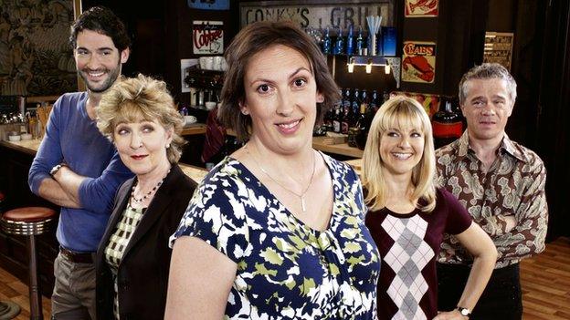 Miranda Hart with her Miranda co-stars