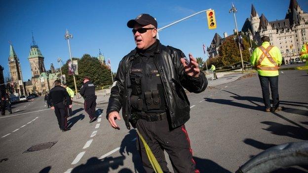 Policeman outside Parliament Hill, Ottawa