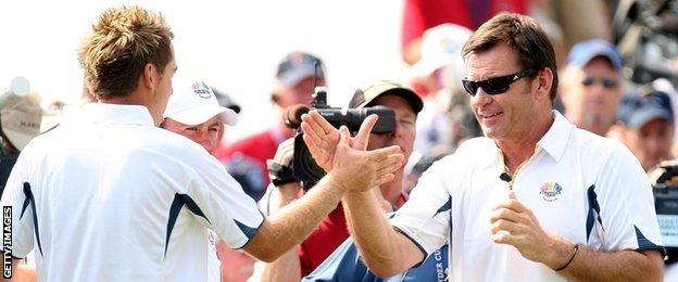 Ian Poulter and Nick Faldo at Valhalla in 2008