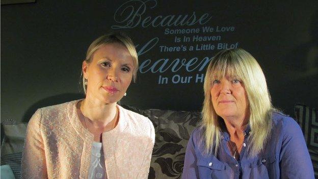 Dianne Oxberry (left) speaks to Julie Hall (right), the mother of Kingsman Darren Deady from Lancashire who died after being shot in the chest in Helmand Province in August 2010