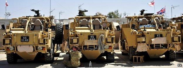 Military vehicles at Camp Bastion