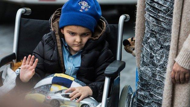 Ashya King leaving the Proton Therapy Centre in Prague