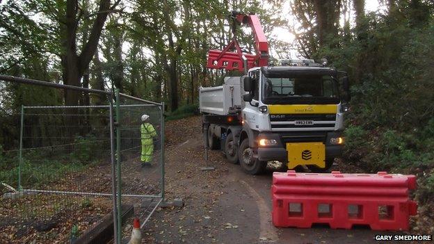 Barriers have been put in place to prevent access to the new road