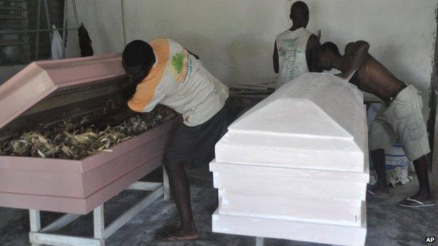 Casket makers in Monrovia, Liberia