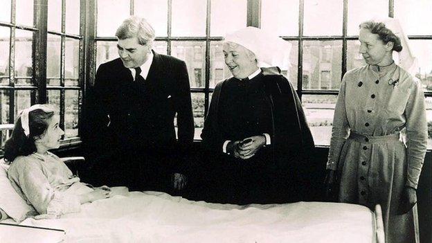 Aneurin Bevan, then Labour health secretary, meets the first patient of the NHS in July 1948