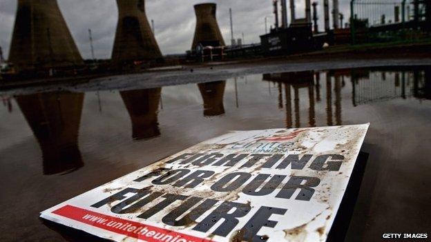 Unite sign outside Grangemouth