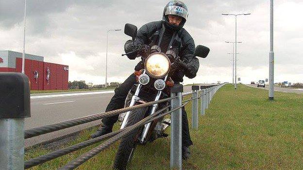 Bike hitting wire barrier