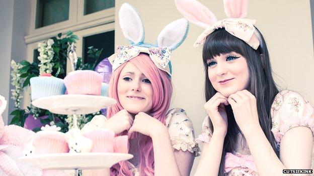 Two girls modelling Kawaii clothes for Cutsiekink