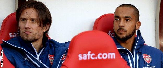 Theo Walcott was on the Arsenal bench