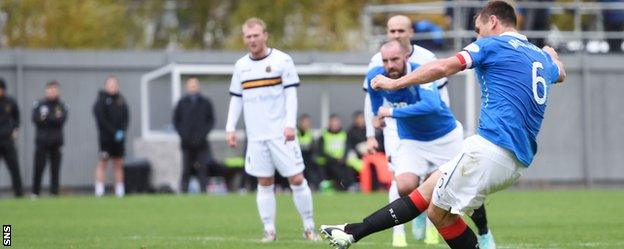 Rangers' Lee McCulloch has a a penalty saved