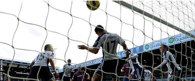 Brede Hangeland puts Crystal Palace 1-0 up at West Bromwich Albion